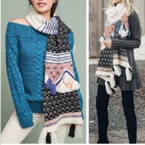 Anthropologie Hello Hydrangea Wool
Blend Tassel Fringe Oversized Scarf
